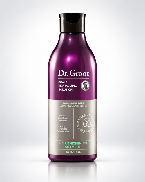 Dr. Groot Hair Thickening Shampoo on clean studio background